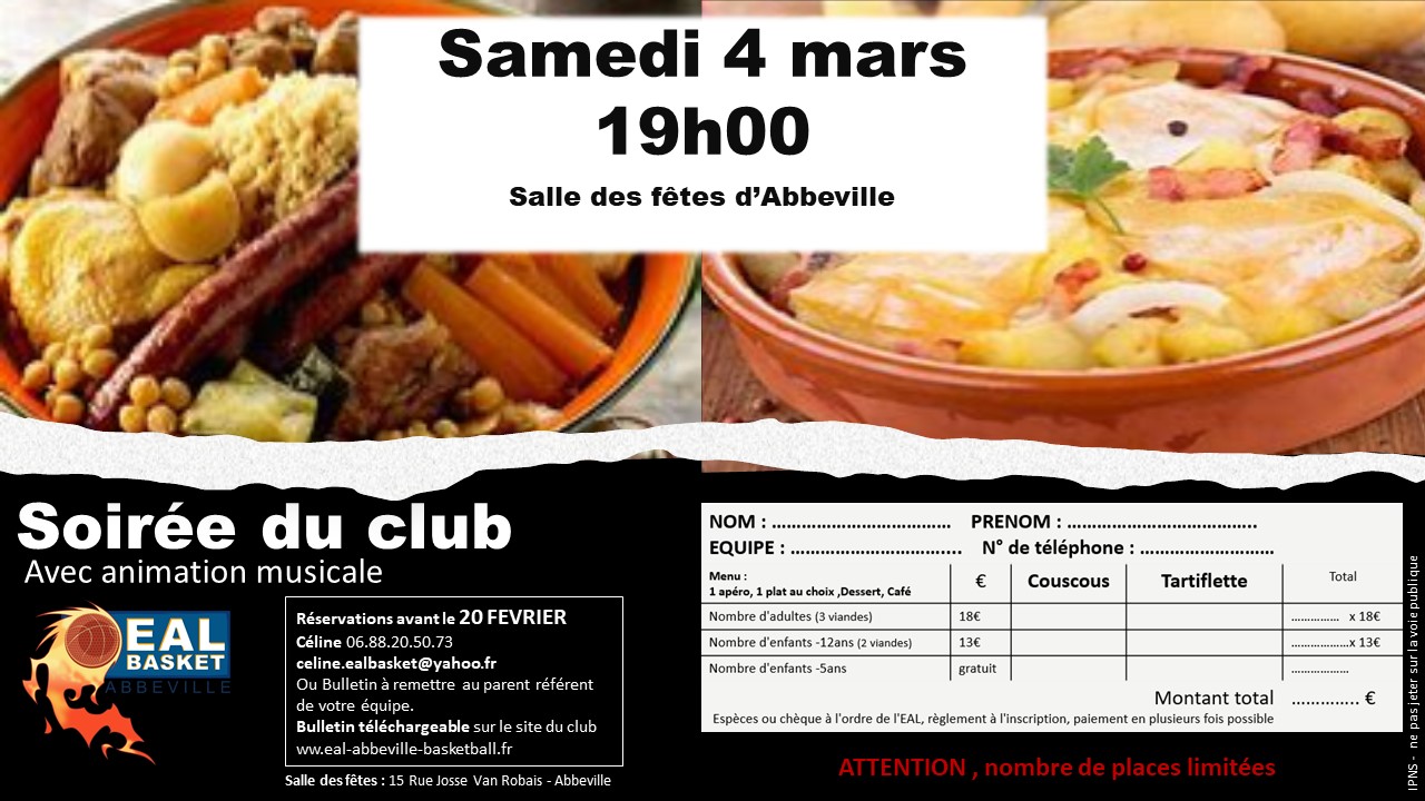 Soirée du club - 4 mars
